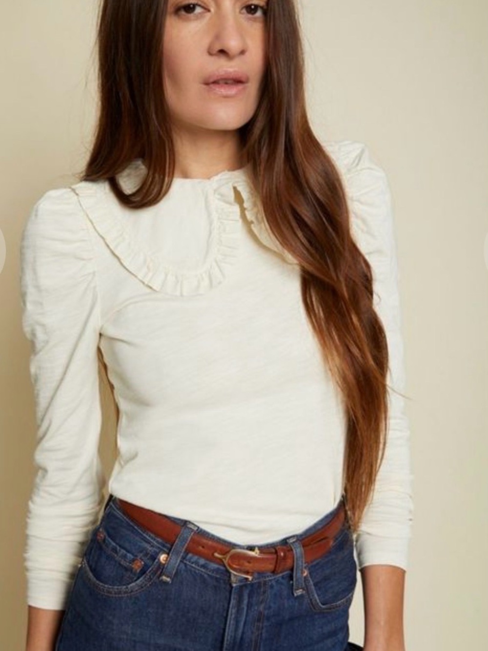 Nation LTD Patsy Tee W/ Peter Pan Collar in Off White Size Small